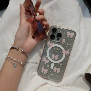 Luvcombo.official - Starly Ribbon Case เคสแม่เหล็ก เคสmagnet magnetic case เคสลายโบว์ เคสลายดาว