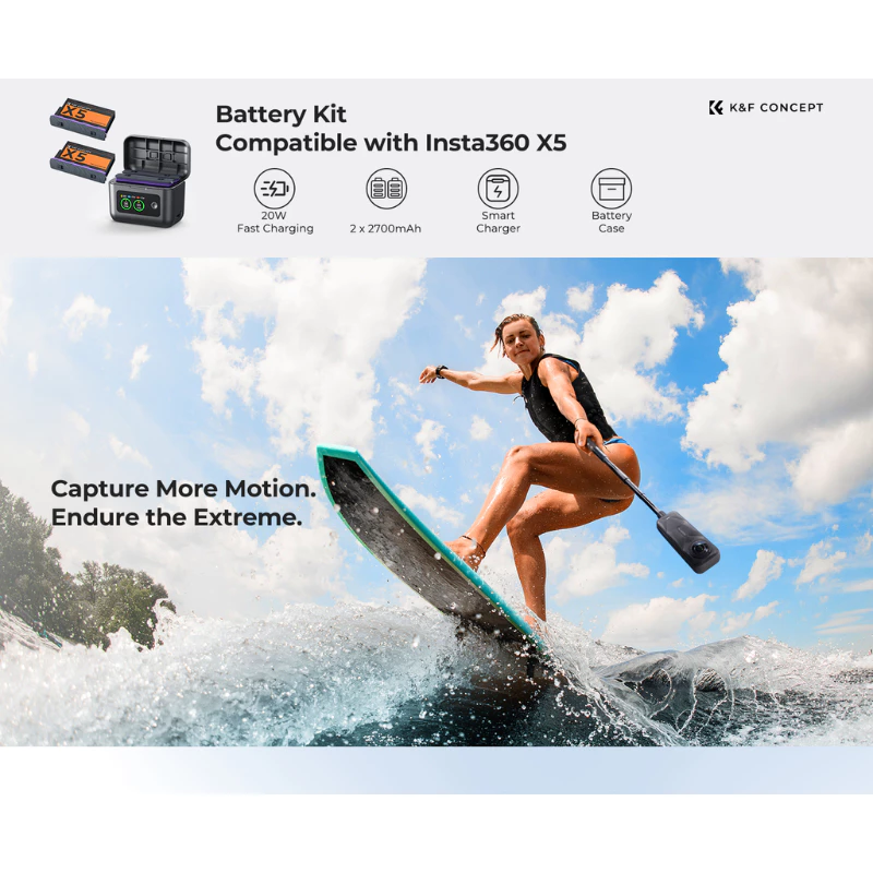 K&F Insta360 X5 Battery & Smart Charging Case thumbnail 9