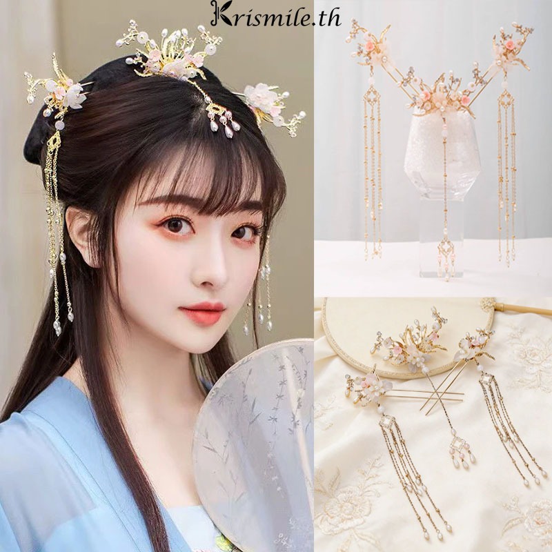 COD-ในไทย💖กิ๊บติดผมสไตล์จีนฮั่นฝูประดับพู่ยาวมุกระดับไฮเอนด์หรูหรา ละเอียดอ่อน เครื่องประดับผมแฟชั่นเจ้าสาว-Kri