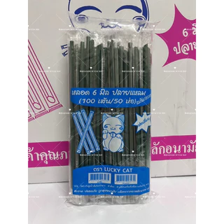 หลอดตรงปลายแหลม 6 มิล หุ้มฟิมล์ (25 ห่อ) ครึ่งลัง 2500 เส้น ยาว 21 เซ็น
