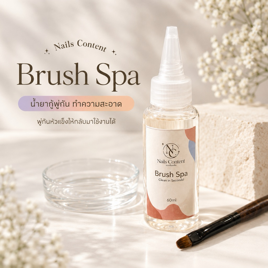 Brush spa น้ำยากู้พู่กัน ทำความสะอาด พู่กันหัวแข็งให้กลับมาใช้งานได้ by nails content 60 ml