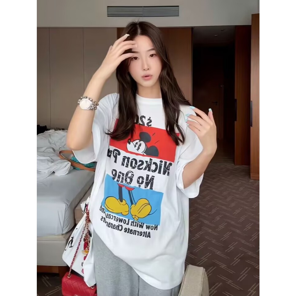 ลายแฟชั่นการ์ตูนแขนสั้น ดิสเนีย์ เสื้อยืดคอกลม เสื้อยืดคู่รักสไตล์ เสื้อยืด Oversize รวมลายยอดฮิตADX0101