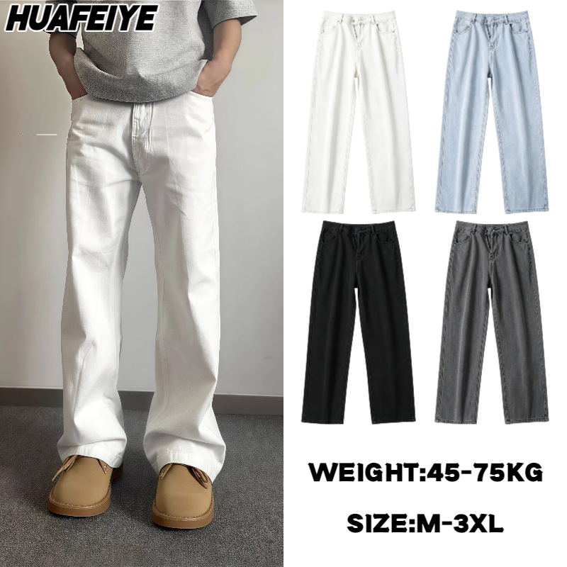 HFY กางเกงยีนส์ กางเกงขายาว Baggy Jeans  ย้อนยุค สไตล์เกาหลี ทรงหลวม หลายสีให้เลือก คุณภาพสูง