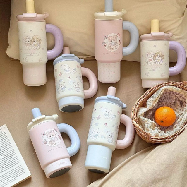 Cmate แก้วสแตนเลส 316 ขนาด 900 ml. & 1,200 ml. พร้อมตัวกรองชาถอดได้ เคลือบเซรามิก ดูด+ยกดื่ม งานแท้ 100%