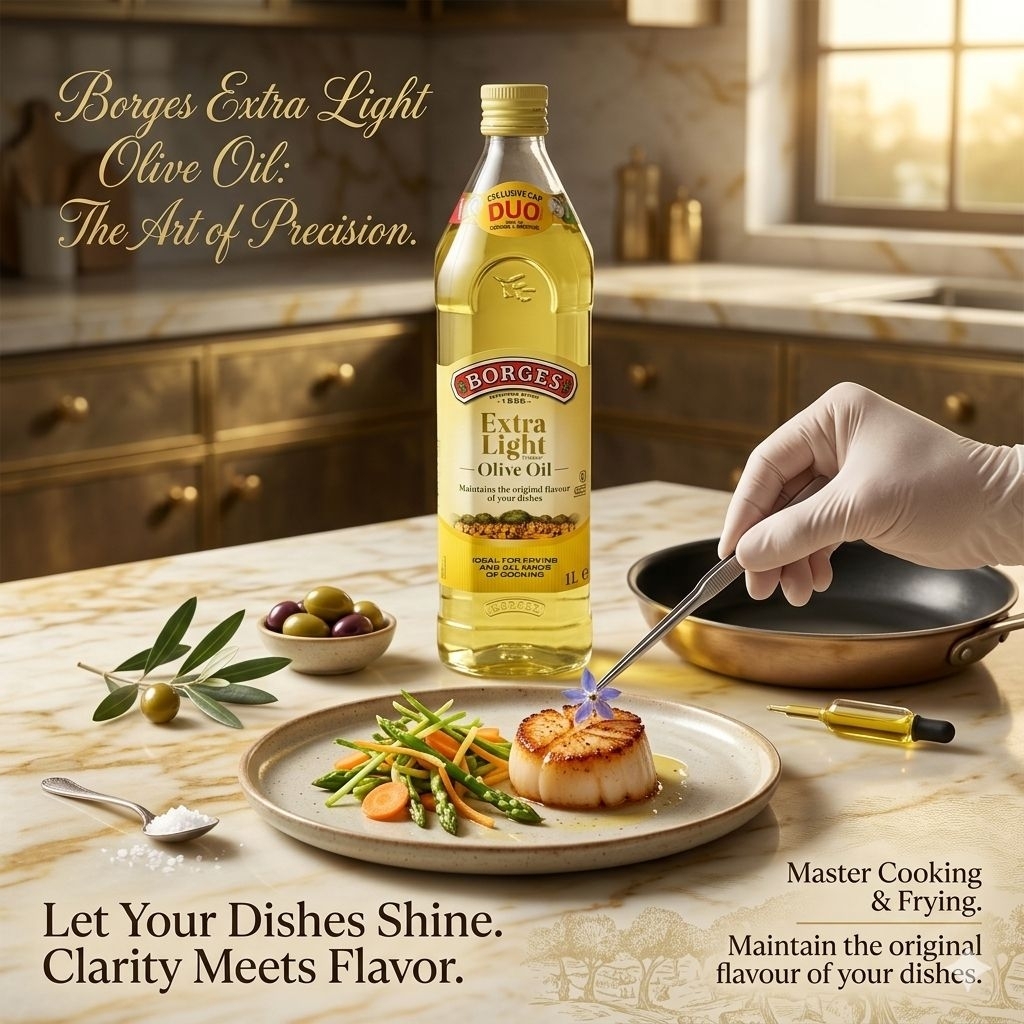 [Made​ in​ Spain]​ BORGES Extra Light Olive Oil 1L​ น้ำมันมะกอกสูตร Extra Light​ 1​ ลิตร