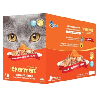 [ยกโหล] Cherman pouch อาหารแมวเปียกเชอร์แมน ยกโหล 12 ซอง ขนาด แมวโต85g ลูกแมว 70g