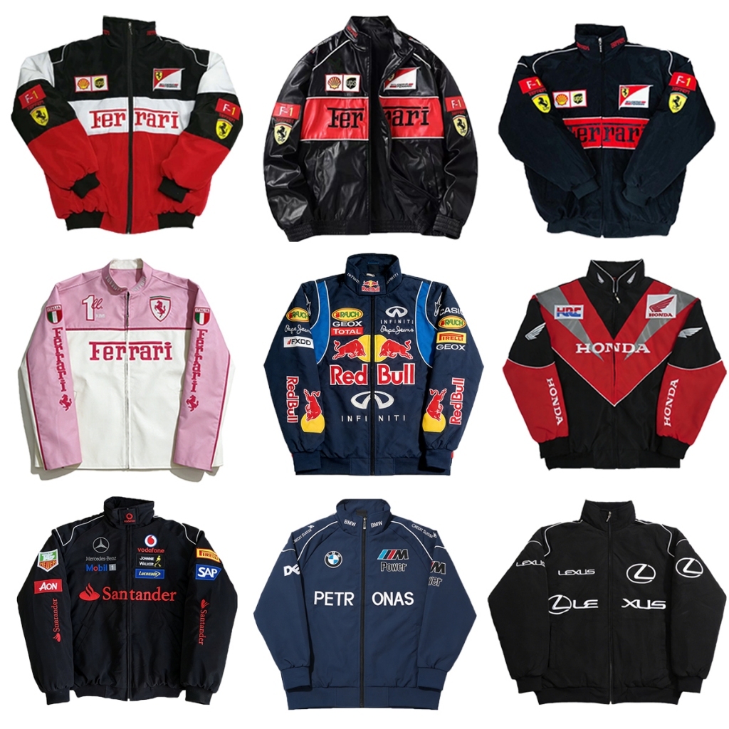 F1 Ferrari เสื้อแจ็กเก็ตรถแข่ง เนื้อผ้า2ชั้น ปักลาย เสื้อกันลมกันน้ํา มีซิป ใส่ได้ทั้งชายและหญิง สำหรับกีฬากลางแจ้ง