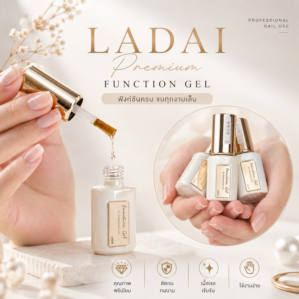 Spccail Ladai nail น้ำยาทำเล็บพรีเมี่ยม รวม BASE COAT/ REINFORCE BASE COAT/ LEVELLING GEL /TOP COAT#