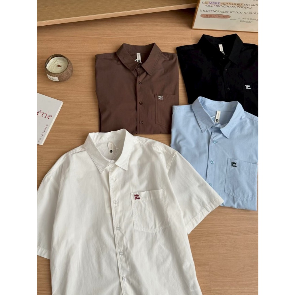 PAPA.XQ “WILD ROSE” OXFORD  SHIRT 🤍🩵🤎 พร้อมส่งทันที !