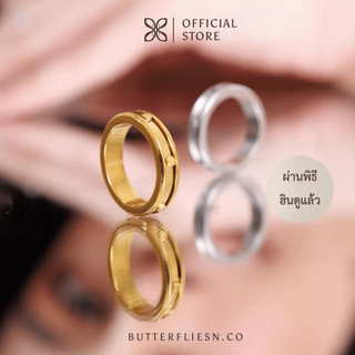 BUTTERFLIESN.CO แหวนโอมหมุนได้ ॐ กันน้ำ ไม่ลอก 2026 ผ่านพิธีแท้ เสริมมงคลครบด้าน การเงิน การงาน ความรัก