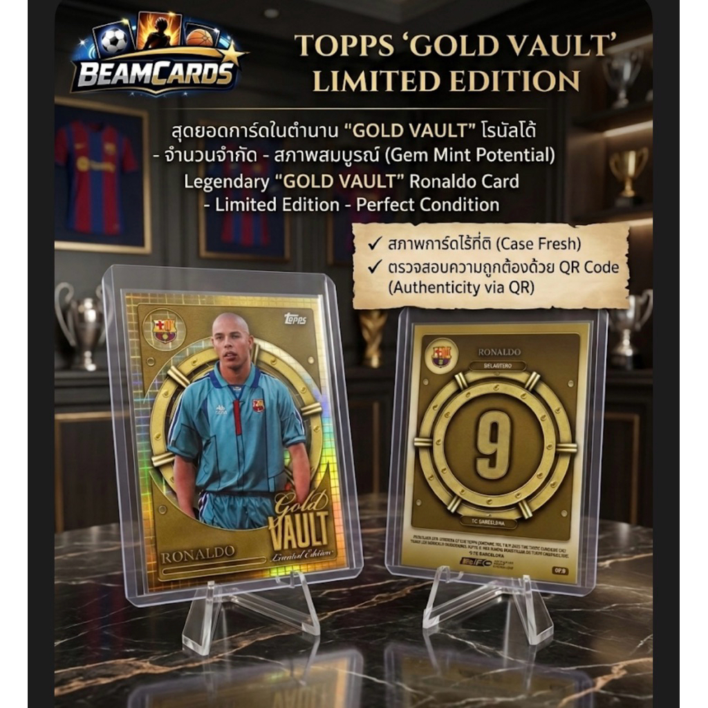 🐐 [Legendary Rare] ขายการ์ด Ronaldo "R9" - Topps Gold Vault Limited Edition 🌟