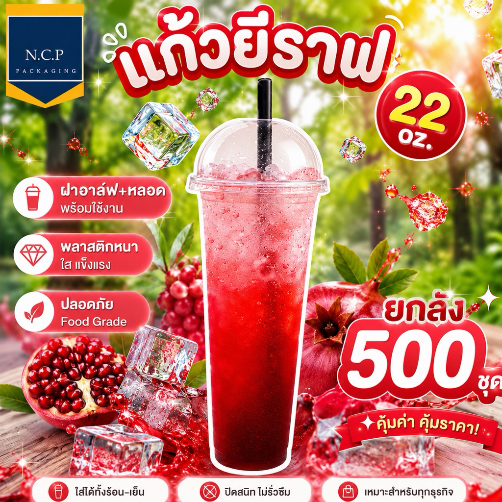 เเก้ว22ออนซ์ยีราฟยกลัง 500ชุด เเก้ว+ฝา+หลอดครบ