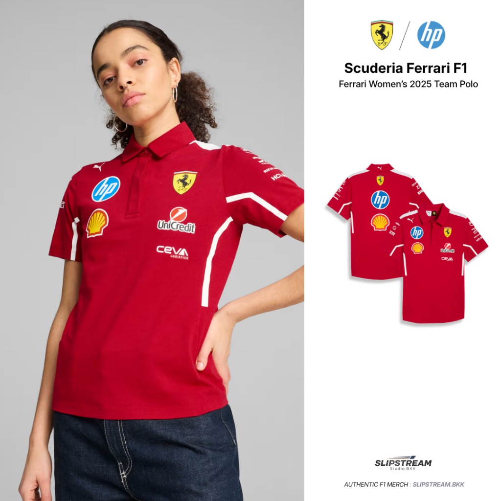 ( สินค้าพร้อมจัดส่งจากไทย ) Scuderia Ferrari HP 2025 Team Polo Women