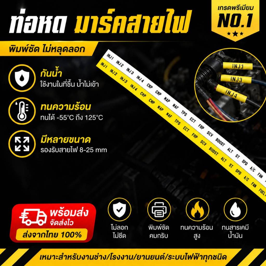 ท่อหด มาร์คเกอร์ มาร์คสายไฟเครื่องยนต์