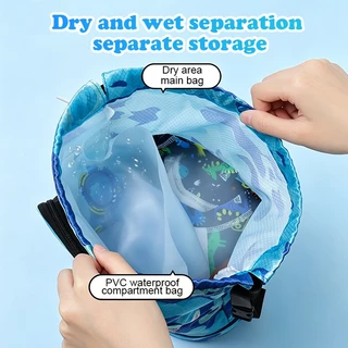กระเป๋าใส่ชุดว่ายน้ำ กันน้ำ PVC กระเป๋าว่ายน้ำเด็ก แยกส่วนเปียกและแห้ง
