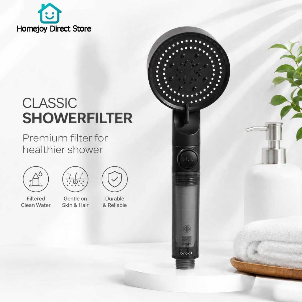ฝักบัวกรองน้ำ 5 โหมด แรงดันดี มีปุ่มหยุดน้ำ เปลี่ยนไส้กรองได้ แถม Cotton Micro Filter 4 ชิ้น