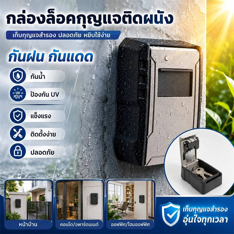 ✅กล่องล็อคกุญแจติดผนัง รหัส4หลักปรับเอง เก็บกุญแจรถ/บ้าน โลหะแข็งแรง ทนทาน จัดส่งฟรี