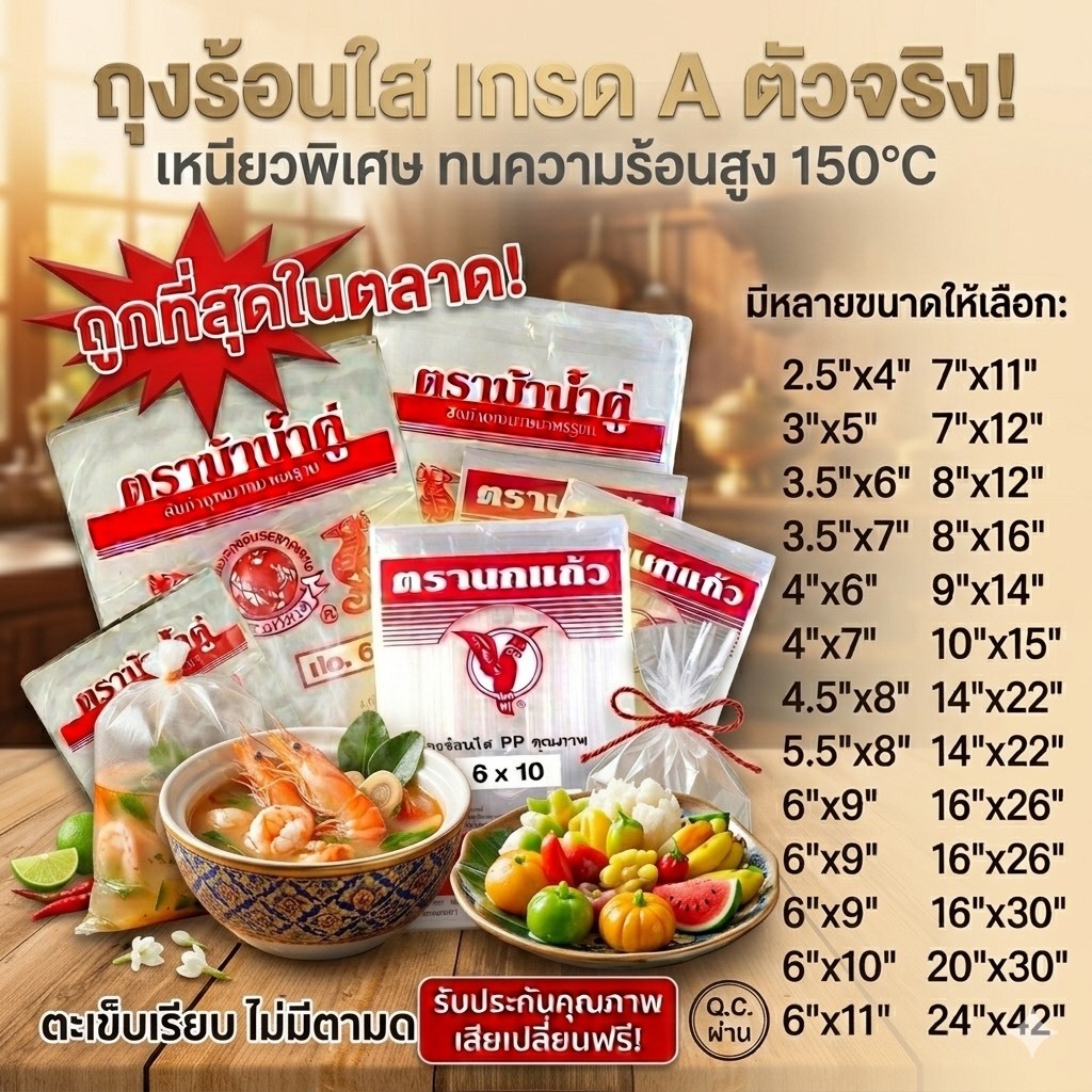 [ถูกที่สุด] 🛍️ถุงร้อน ถุงPP แพค200-1000g. ถุงใส่แกง ถุงใส่กับข้าว ถุงน้ำจิ้ม ถุงข้าวเหนียว ถุงผ้านวม ถุงใส่ข้าวสาร