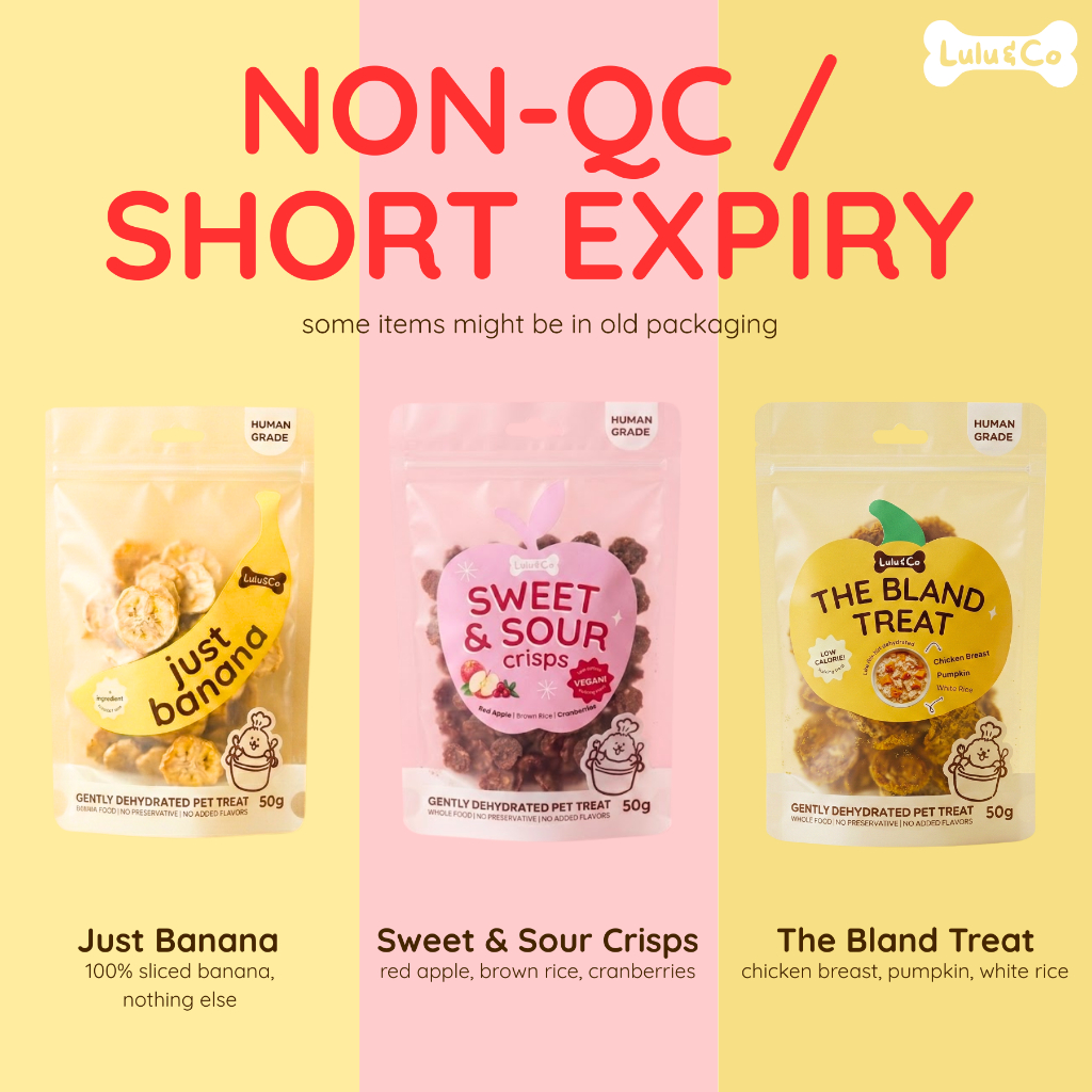 [Non-QC / Short Expiry] ขนมสุนัข ขนาด 50g เลือกรสได้ Sweet & Sour Crisps / The Bland Treat / Just Banana