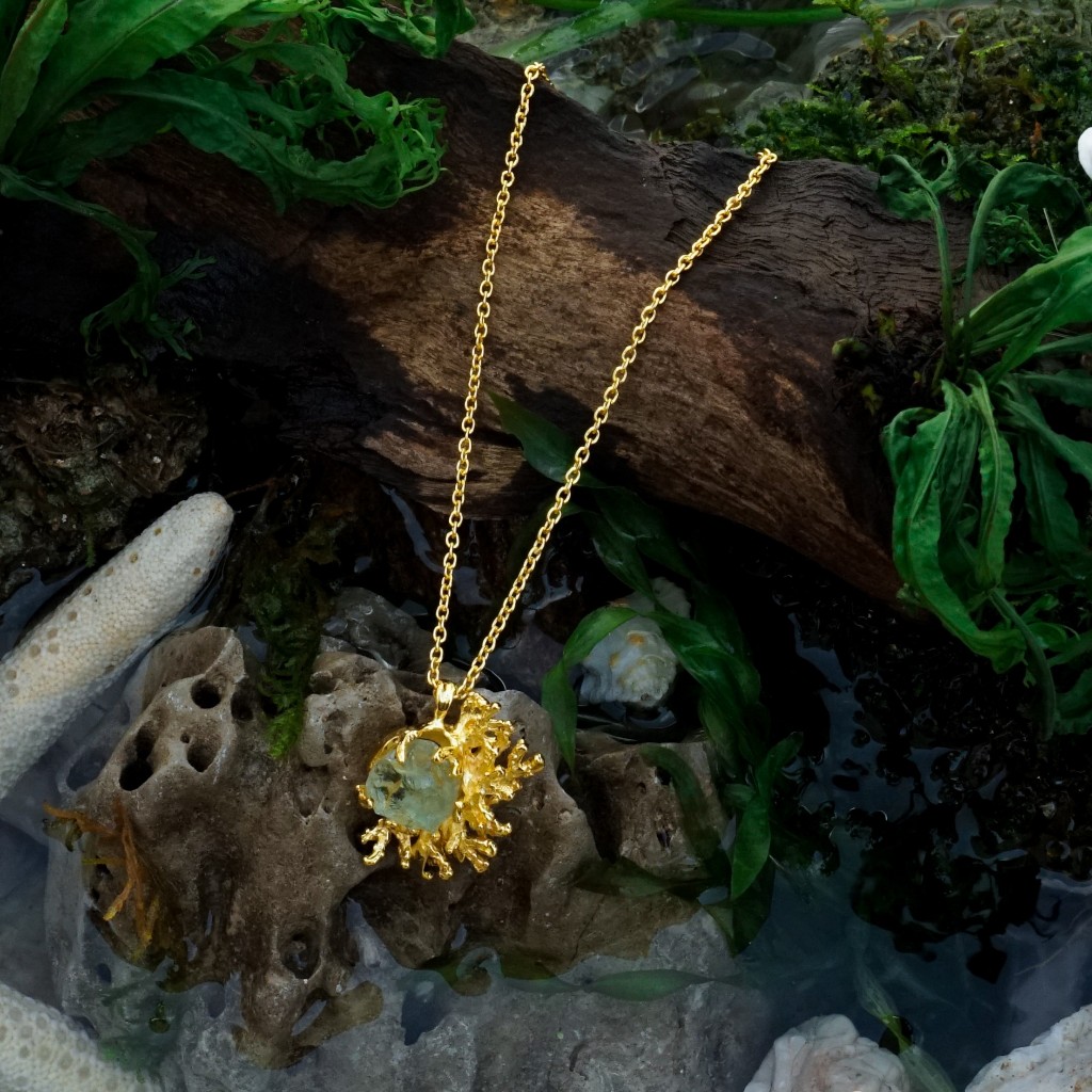 เครื่องประดับ Rock Me Jewelry รุ่น Algae Pendant สร้อยคอ ทองเหลือง ประดับพลอย