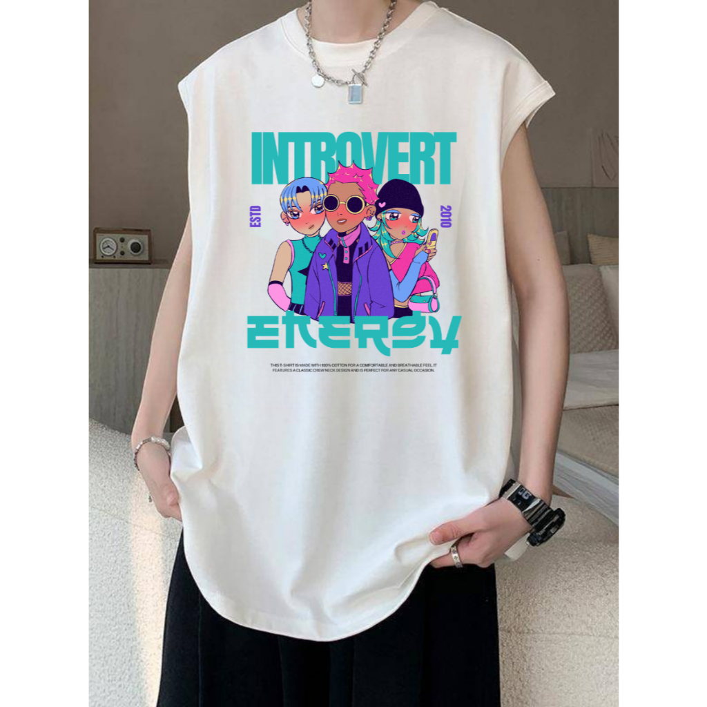 เสื้อแขนกุดชายหญิง เท่ๆ สกรีนลาย ผ้าใส่สบาย OP-1176