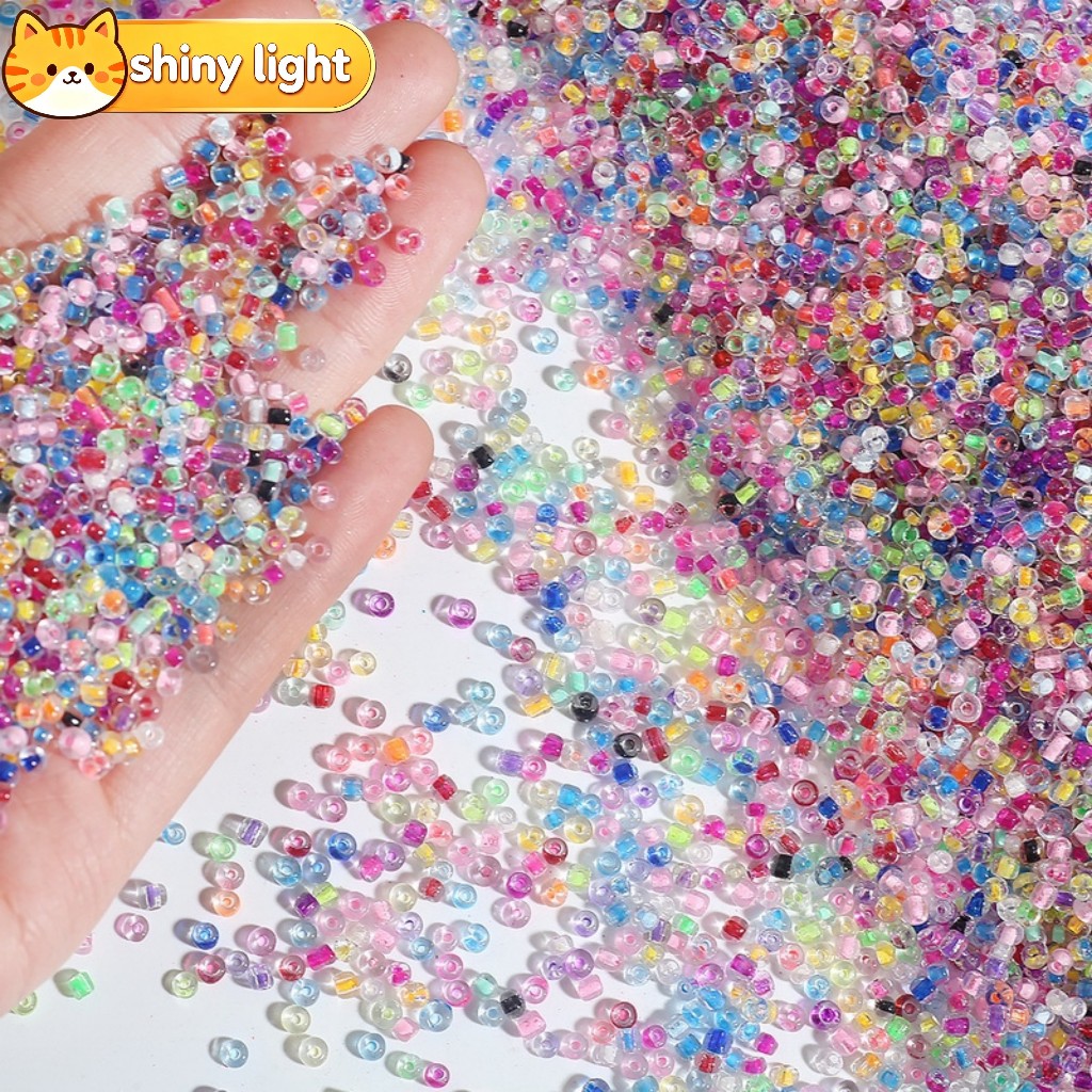 ลูกปัดแก้วเช็กใสสีข้างในทรงเมล็ดพืช 2-4 มม. ตัวเว้นระยะ สีผสม อุปกรณ์ DIY งานเครื่องประดับ