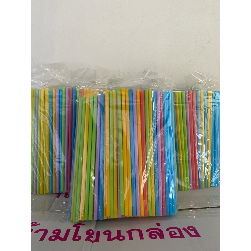 หลอดตรง 8 มิล ไม่หุ้มฟิมล์ 250 เส้น ยาว 24 เซ็น โนโลโก้