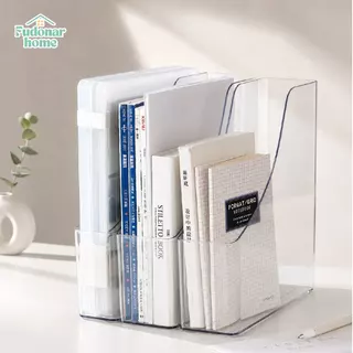 Fudonar กล่องพลาสติกใส ใส่แฟ้มเอกสาร นิตยสาร หนังสือ วางบนโต๊ะทำงาน แนวตั้ง ความจุขนาดใหญ่ ไซด์ A4
