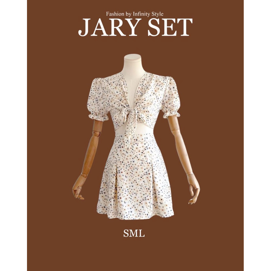 INFINITY : Jarry Set : จาร์รี่  ชุดเซ็ทแขนตุ๊กตา ด้านหน้า การครีเอทการผูกโบว์ได้ด้วยตัวเอง กระโปรงเย