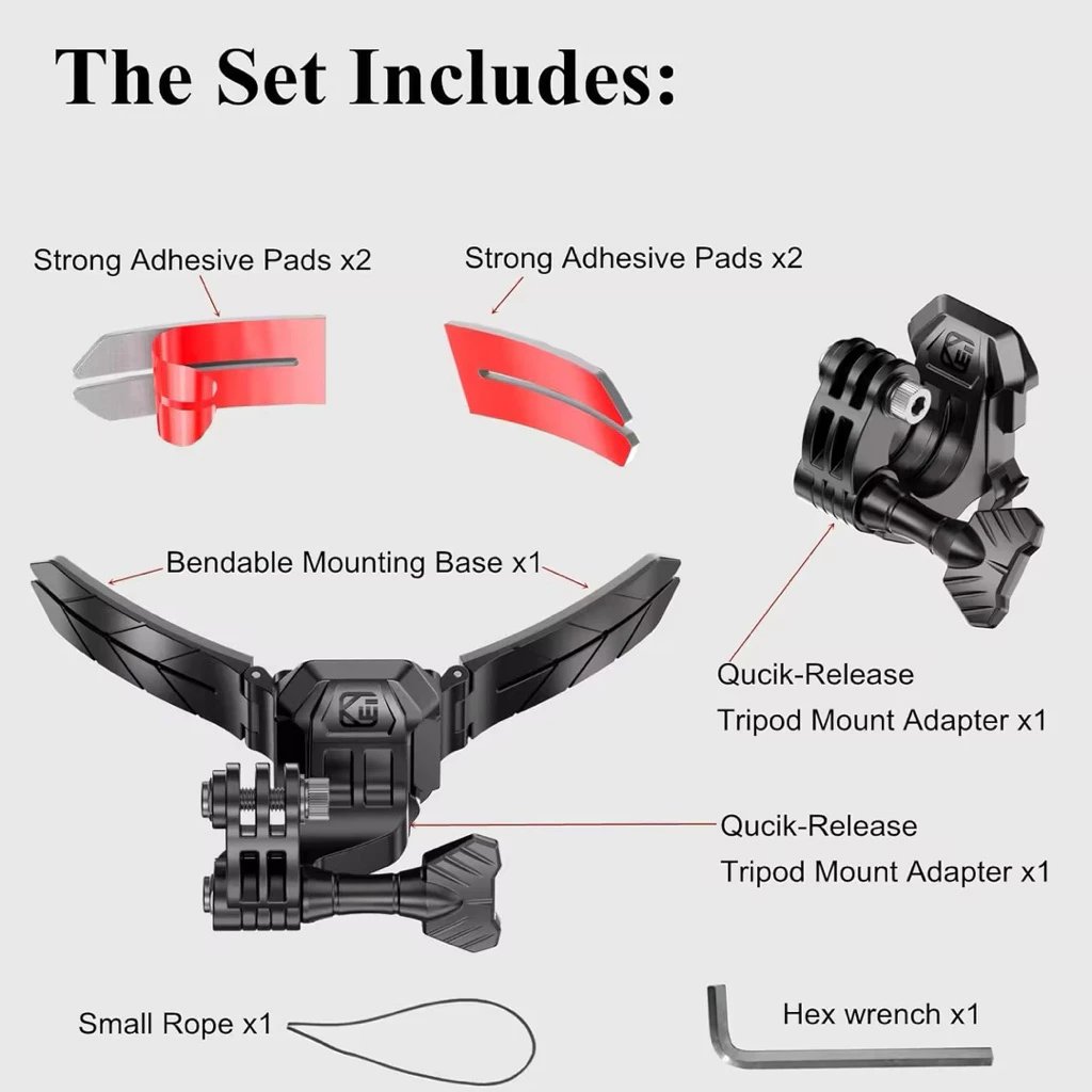 Kewig KWG-X3-GP ที่ยึดกล้องติดคางหมวกกันน็อค แผ่นฐานดัดโค้งได้ ถอดไว Quick Release สำหรับ GoPro / Insta360 / DJI thumbnail 9