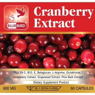 Cranberry Extract Plus สารสกัดจากแครนเบอร์รี่ พลัส ตรา บลูเบิร์ด 600 มก. 60 แคปซูล
