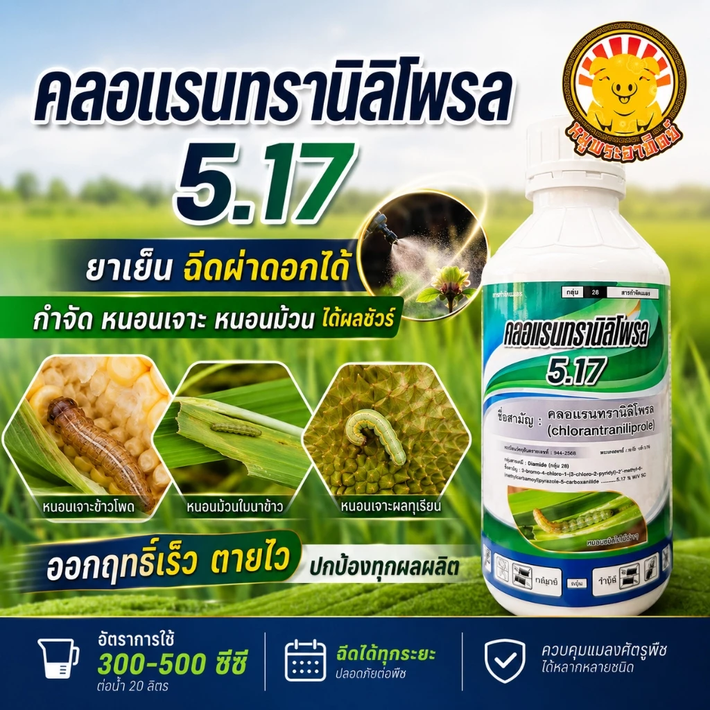 คลอแรนทรานิลิโพรล ( 1 ลิตร ) สารป้องกันกำจัดหนอนม้วนใบ หนอนเจาะข้าวโพด หนอนเจาะผลทุเรียน