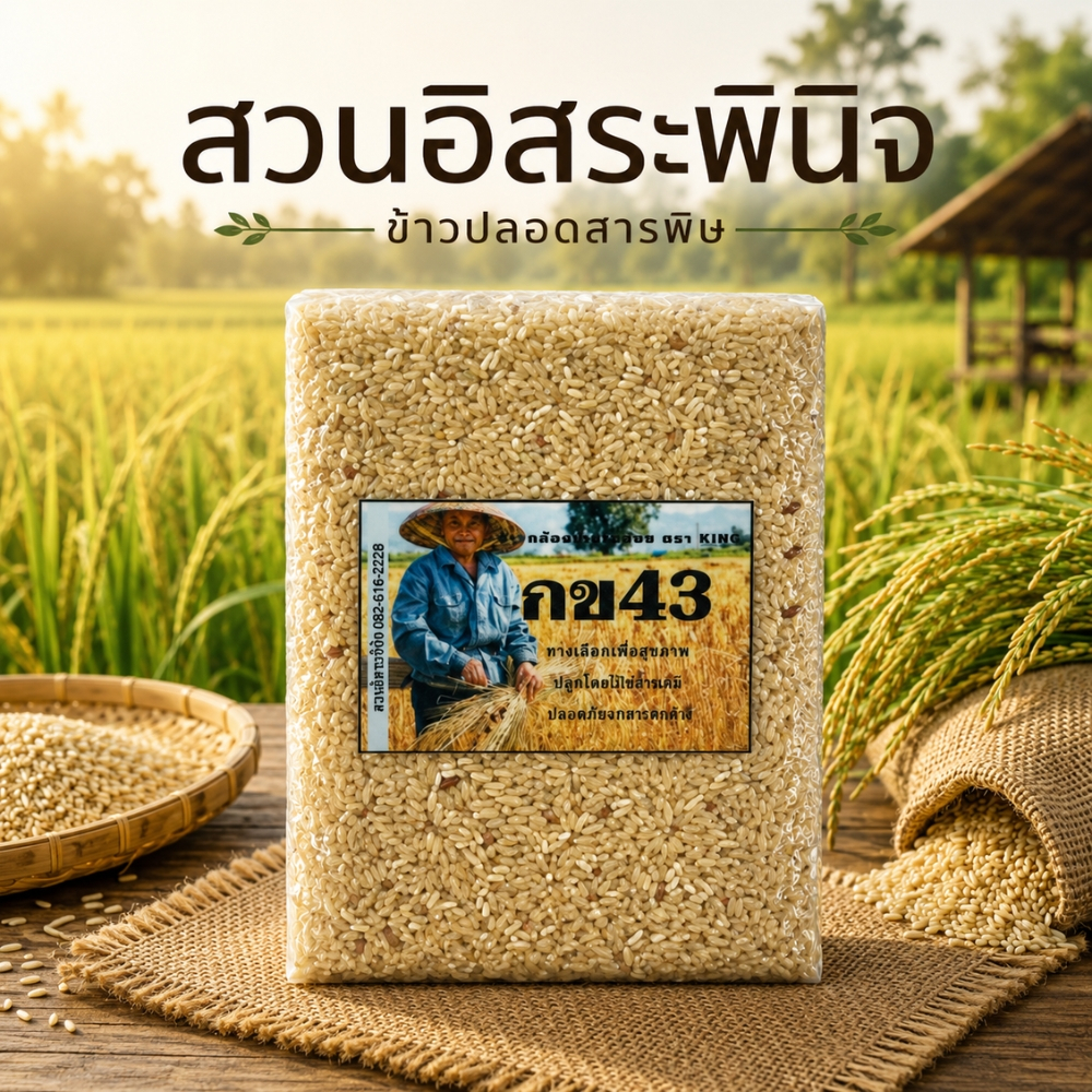 จมูกข้าวกล้องปลอดสารพิษ จมูกข้าวกล้อง แพ็คสูญญากาศ ขนาด 1 กิโลกรัม (แพ็ค4)