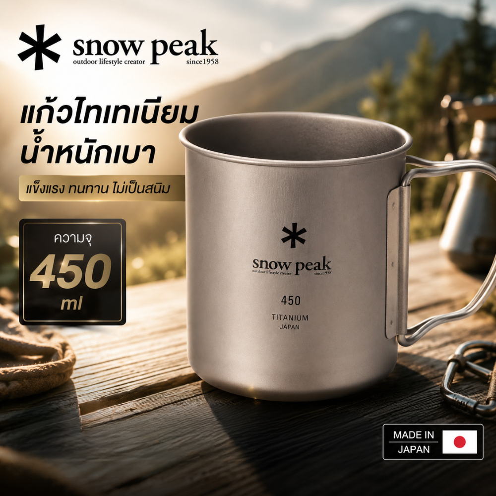 Snow Peak Titanium แบบเดี่ยว / แบบคู่ Cup 450 ml / 300 ml / 220ml mug MG-143 MG-142 MG-141