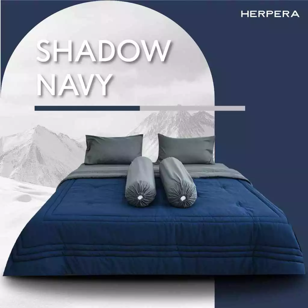 HERPERA ชุดเครื่องนอนพร้อมผ้านวมทูโทน สีเทาดำ-กรม ขนาด 3.5/5/6 ฟุต