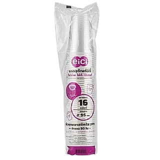 แก้วพลาสติกใส (ทรงเรียบใส) PP ตราอีซี่ eici ปาก 95 มม. 50ชิ้น/แพ็ค