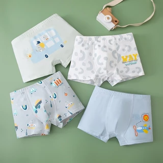 กางเกงในเด็กผู้ชาย เซต4ชิ้น ราคาถูก กางเกงในเด็ก ผ้าCotton+Spandex ใส่สบาย สีสด ลายชัด ตรงปก (ร้านไทยจัดส่งทุกวัน)