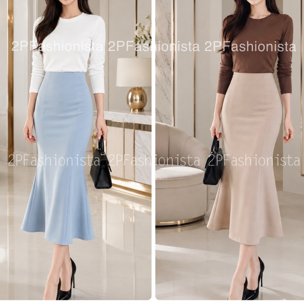 กระโปรงยาวหางปลา 6 ชิ้น มีซับใน   Mermaid Skirt Korea Style   ✅ พร้อมส่ง