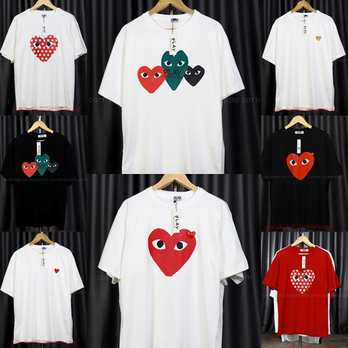 เสื้อยืด Play-A ปักหัวใจ อก38"-56" XS-5XL พร้อมส่งจากไทย Cotton 100% ไม่ใช่ผ้ามัน  ผ้าหนาใส่สวย