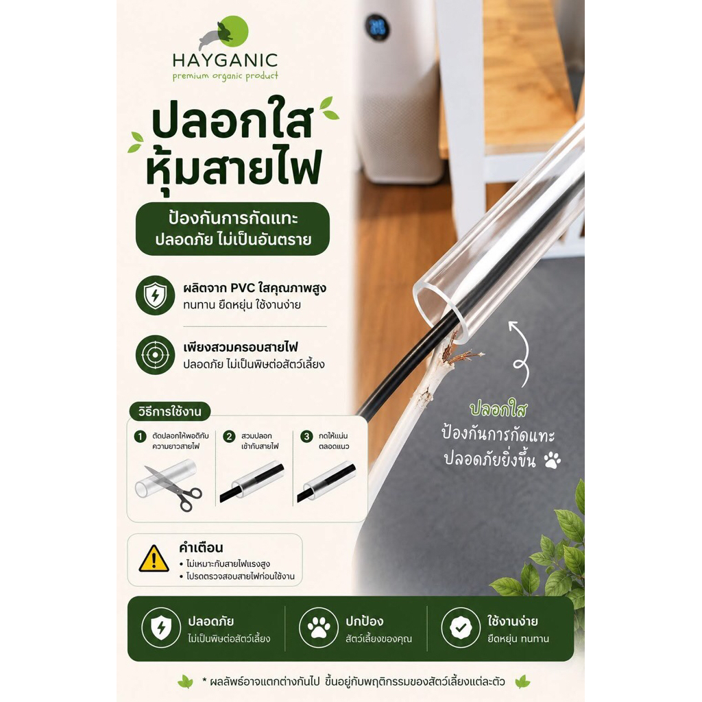 ปลอกสายไฟกันแทะ สำหรับสัตว์เลี้ยง by HAYGANIC