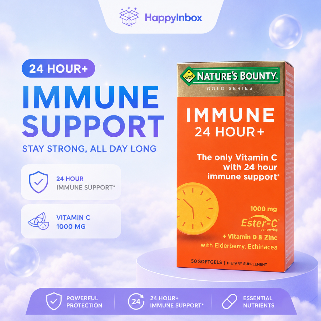 Nature’s Bounty Immune 24 Hour+ Ester-C 1000mg เสริมภูมิคุ้มกัน 50 Softgels