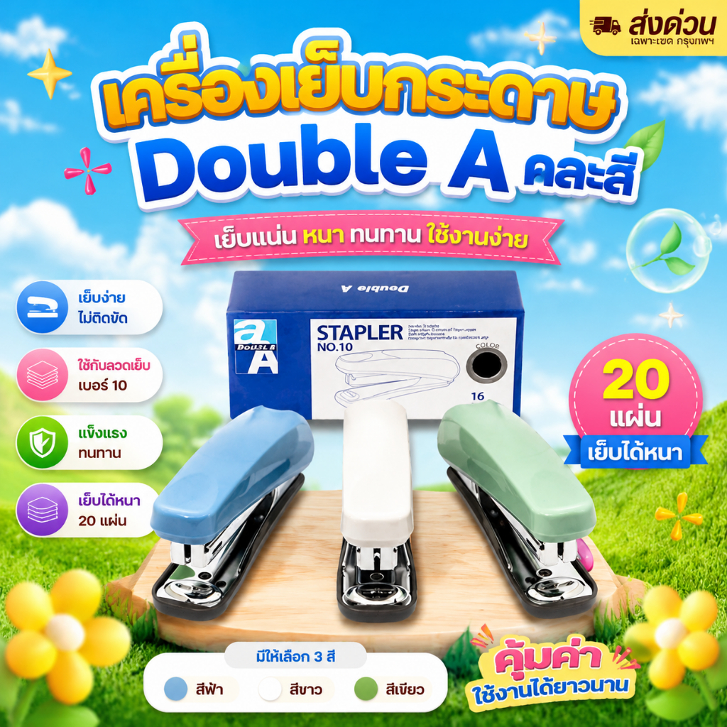 {ส่งด่วน} เครื่องเย็บกระดาษดั๊บเบิ้ล เอ STAPLER No.10 เย็บง่ายสบายมือ