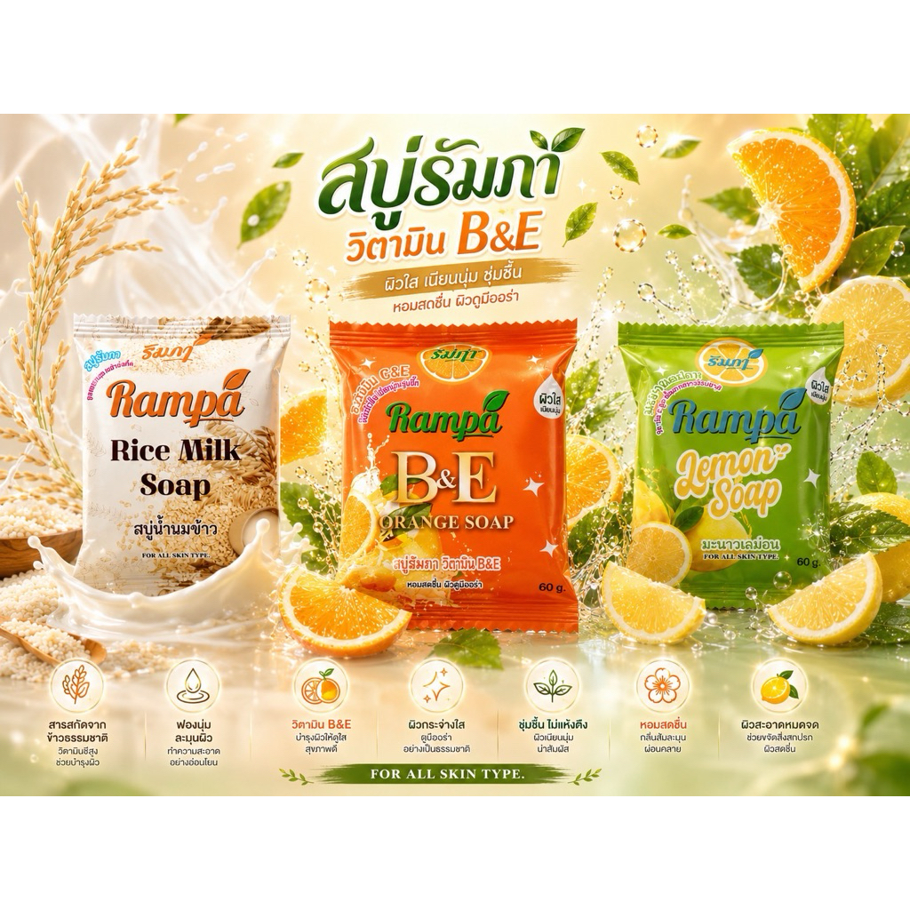 แพ็ค 6 ก้อน สบู่รัมภา RAMPA SOAP