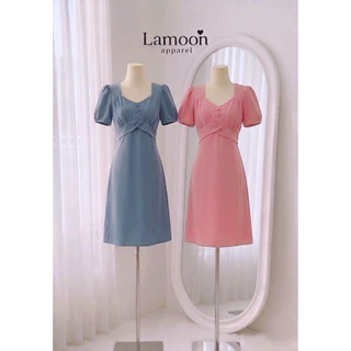 [พร้อมส่ง] Angel dress - เดรสทรงเอแต่งจีบอก ป้าย VERA ชุดไปงานแต่ง ชุดไปคาเฟ่ ผ้าบาร์บี้ by Lamoon Apparel