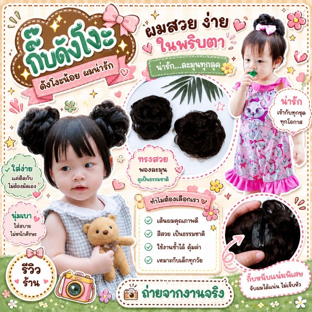 ดังโงะกิ๊บเด็ก ผมเส้นไหมไม่เงา(ราคาต่อชิ้น)สินค้าพร้อมส่งค่ะ
