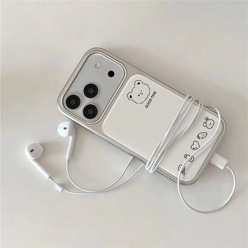 เคสหมีน่ารักหลังแข็งเนื้อกระจกขอบนิ่ม สำหรับรุ่น Iphone 11 13 14 15 16 17 Pro Max L