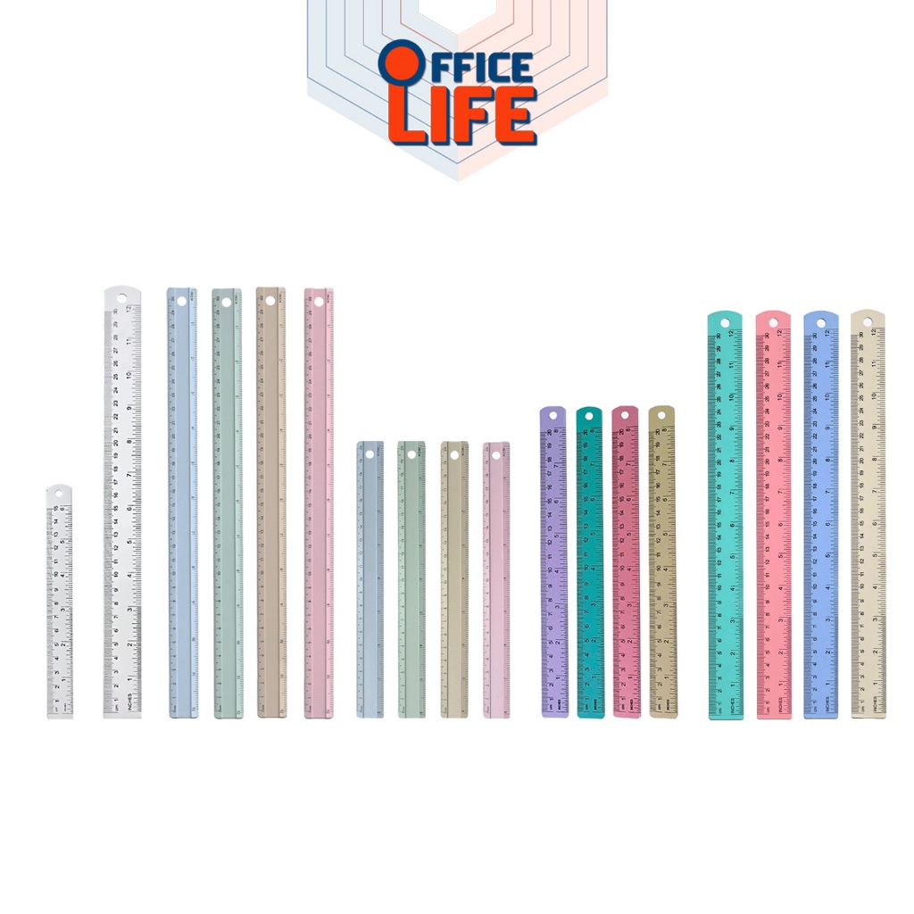 Dilok (ดิลก) ไม้บรรทัดสี อลูมิเนียม ไม้บรรทัด รุ่น DR001/ DR002/ DR005/ DR006/ DR007/ DR008 ขนาด15 /20 /30ซม ( คละสี )