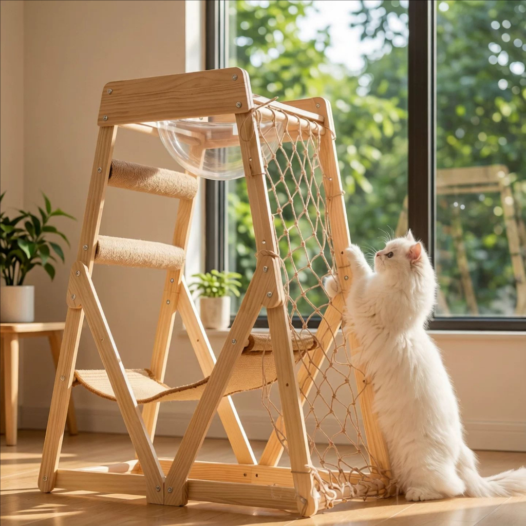 L&Q คอนโดแมว Cat Tree คอนโดแมวไม้ แผ่นไม้จริงคัดพิเศษ รับน้ำหนักได้ดี แมวกระโดดเล่นก็ไม่ล้มง่าย ของเล่นแมว