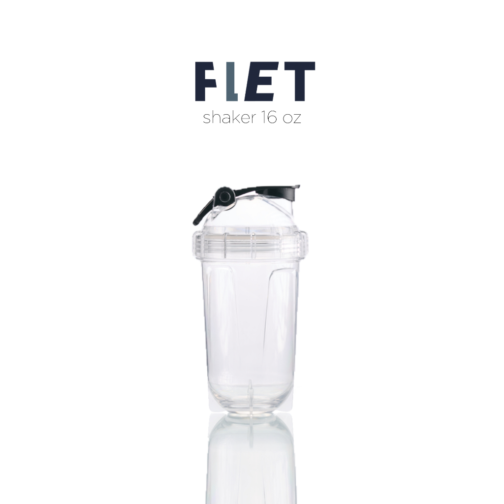 FLET Shaker 16 oz แก้วเวย์โปรตีน ใส จนแน่ใจว่าเขย่าหมด ไม่ใช้สปริง มาพร้อมฝาล็อคและหูหิ้ว เพื่อนใหม่ชาวฟิตเนส