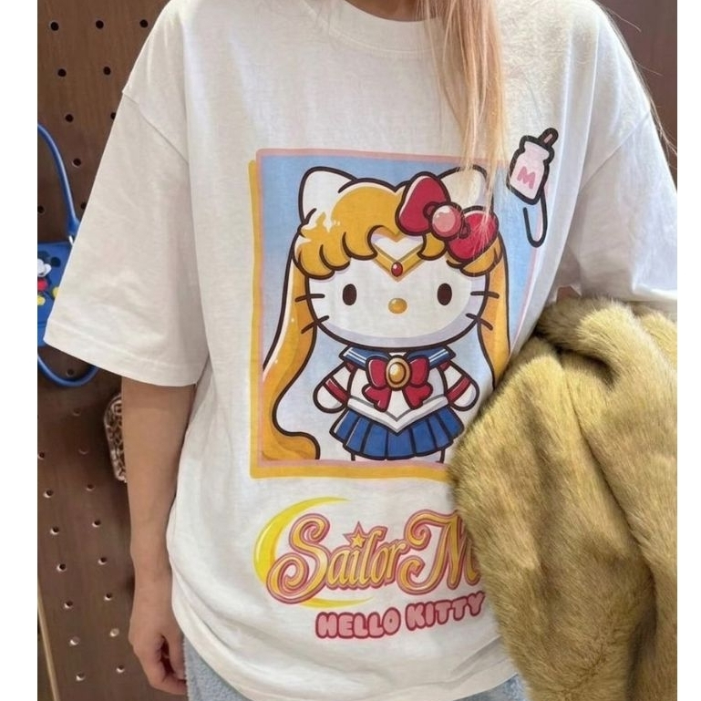 New collection  น้อง เซเลอร์ มูน ลายใหม่ ทรงหลวม เนื้อผ้าcotton   ฟอก ขาว ไร้ตะเข็บข้าง  DTG สรีนจม หน้า-หลัง